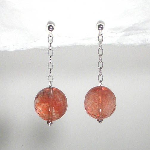 Cherry Quartz Ball Earrings